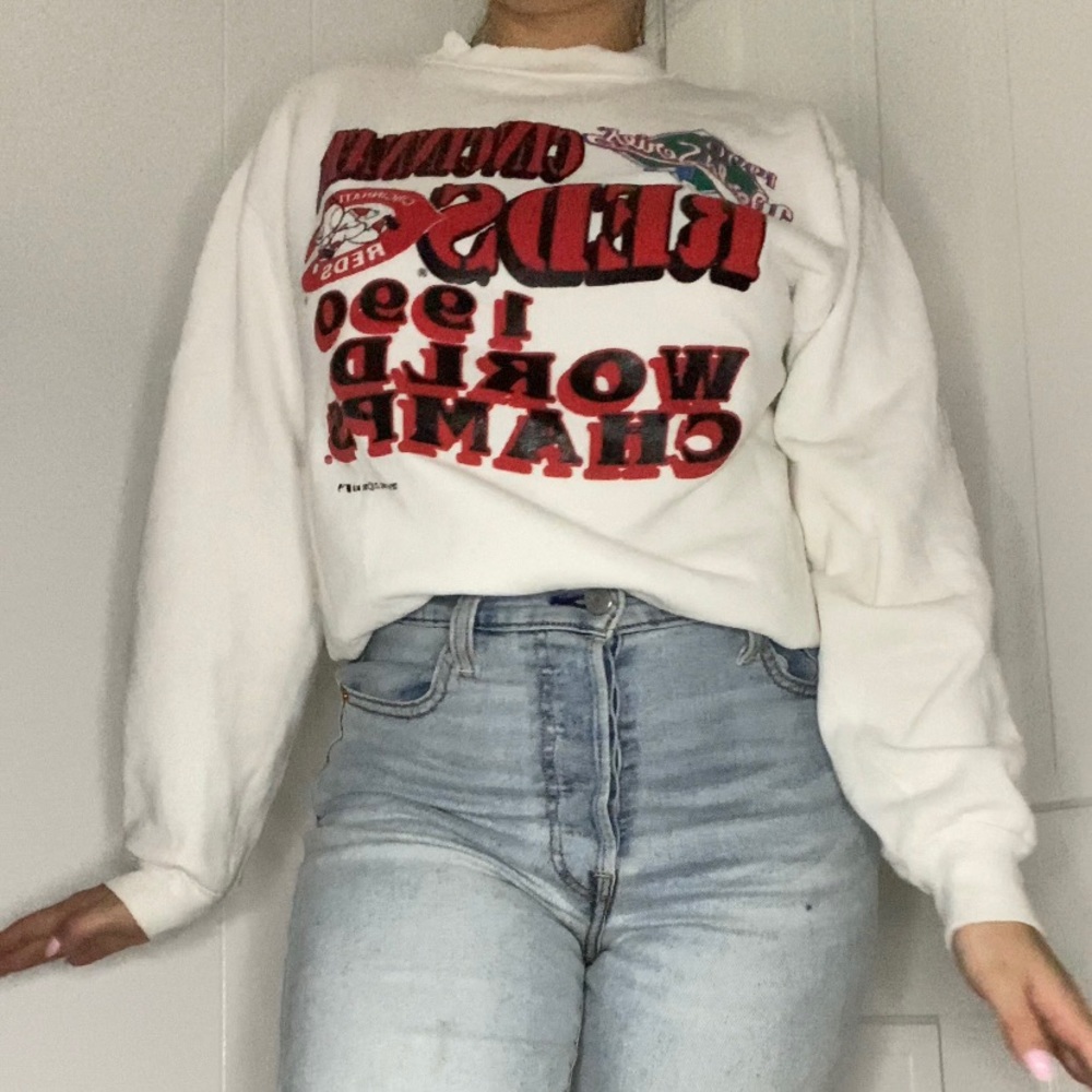 vintage baseball reds pull over sweater